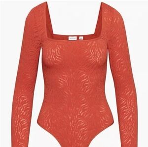 Babaton | Aritzia Shapelace Longsleeve Bodysuit Small Orange